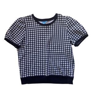 Draper James Black and White Gingham Short Sleeve Tee